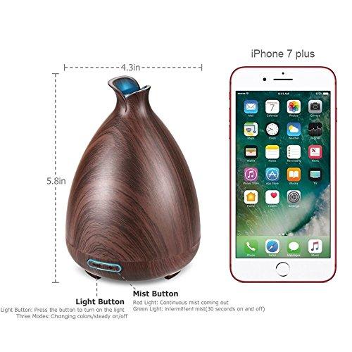 URPOWER Essential Oil Diffuser 130ml Wood Grain Ultrasonic Aromatherapy Oil Diffuser with Adjustable Mist Mode Waterless Auto Shut-Off humidifier and 7 Color Changing LED Lights for Home Office Baby (Health and Beauty)sec1